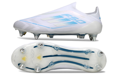 Men's Adidas F50 Elite Laceless SG Soft Ground Low-Tops Football Boots - White/Blue