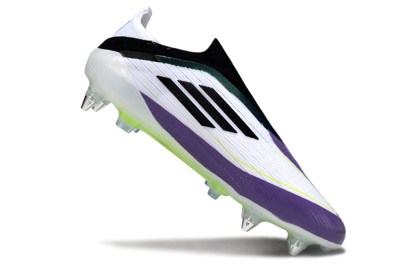 Men's Messi x Adidas F50 Elite Laceless SG Soft Ground Low-Tops Football Boots - White/Purple/Black