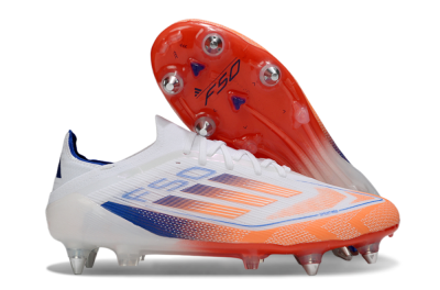 Men's Adidas F50 Elite SG Soft Ground Low-Tops Football Boots - White/Red/Blue