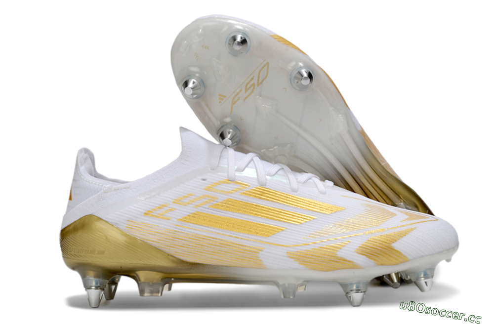 Men's Adidas F50 Elite SG Soft Ground Low-Tops Football Boots - White/Gold 2