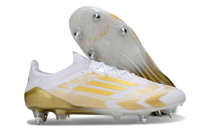Men's Adidas F50 Elite SG Soft Ground Low-Tops Football Boots - White/Gold