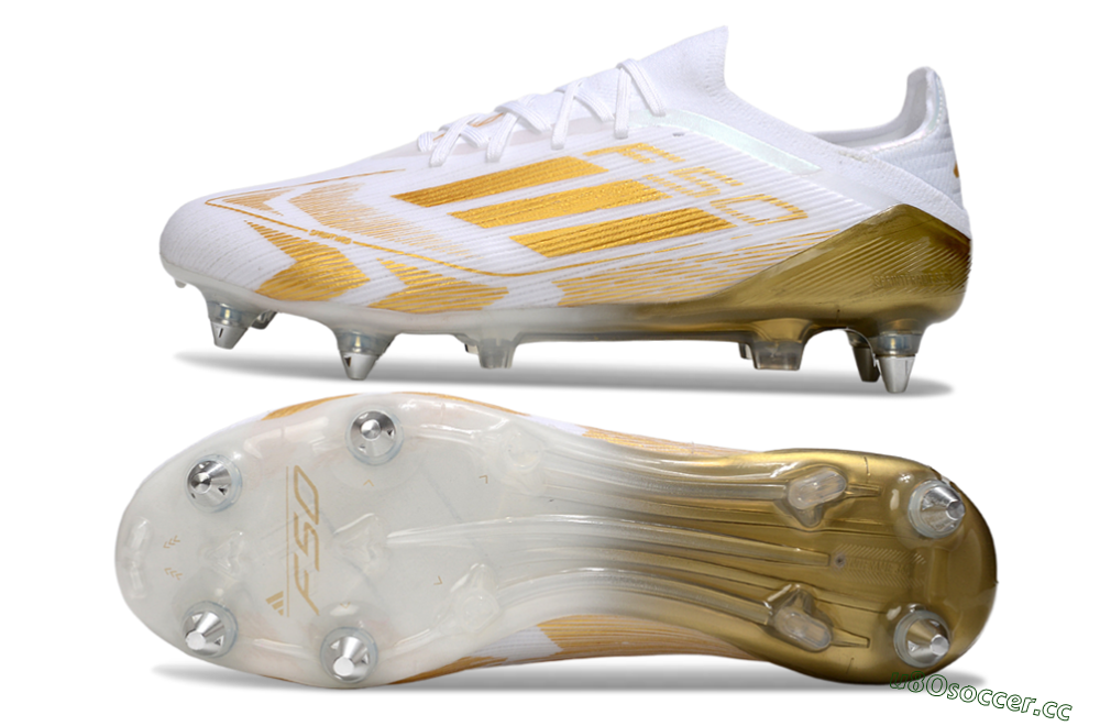 Men's Adidas F50 Elite SG Soft Ground Low-Tops Football Boots - White/Gold 1