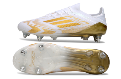 Men's Adidas F50 Elite SG Soft Ground Low-Tops Football Boots - White/Gold