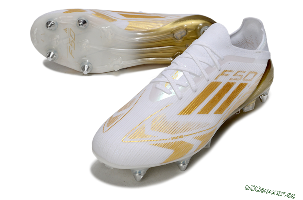 Men's Adidas F50 Elite SG Soft Ground Low-Tops Football Boots - White/Gold 3