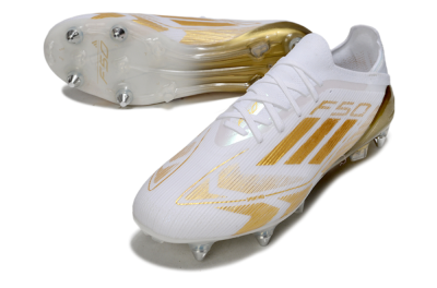 Men's Adidas F50 Elite SG Soft Ground Low-Tops Football Boots - White/Gold