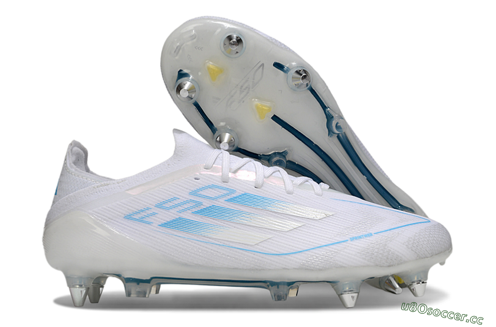 Men's Adidas F50 Elite SG Soft Ground Low-Tops Football Boots - White/Blue 2