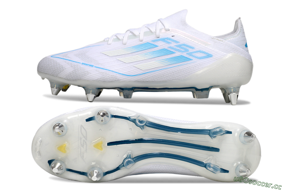 Men's Adidas F50 Elite SG Soft Ground Low-Tops Football Boots - White/Blue 1