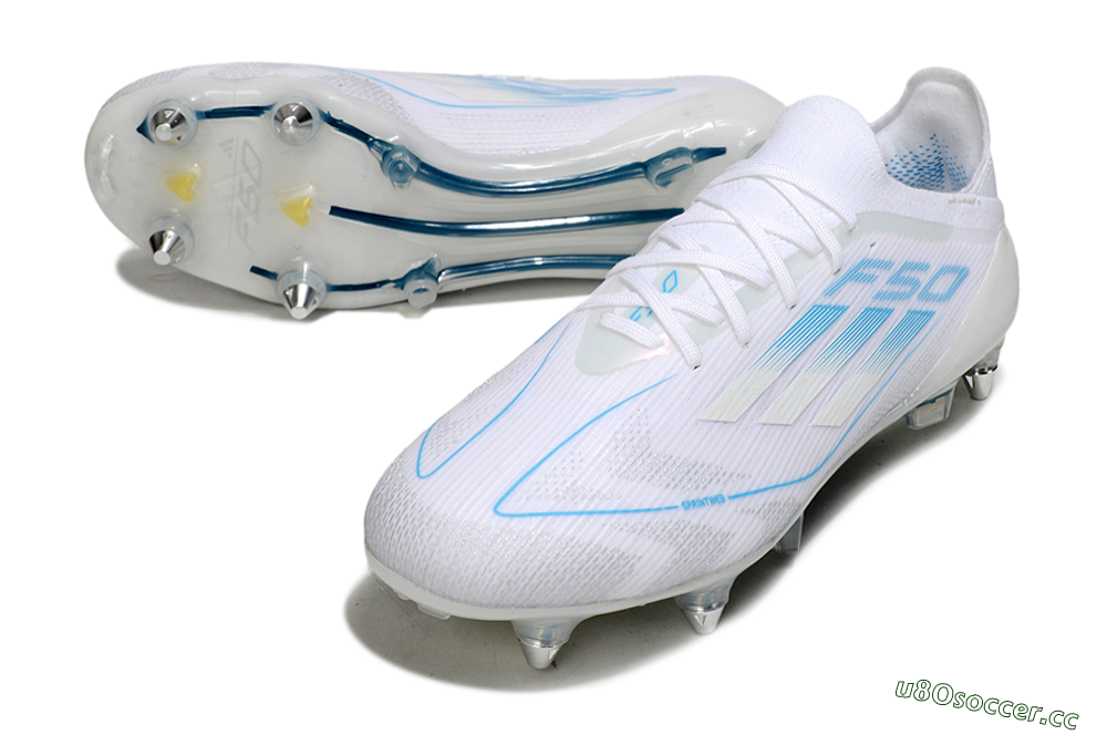 Men's Adidas F50 Elite SG Soft Ground Low-Tops Football Boots - White/Blue 3