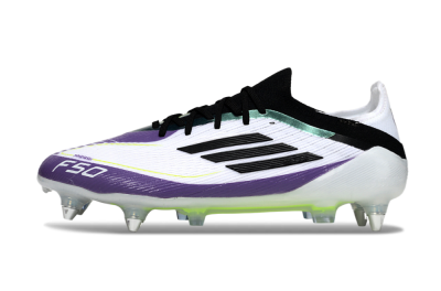 Men's Messi x Adidas F50 Elite SG Soft Ground Low-Tops Football Boots - White/Purple/Black