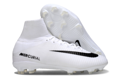 Men's Nike Mercurial Superfly 5 Elite FG Firm Ground High-Tops Football Boots - White/Black