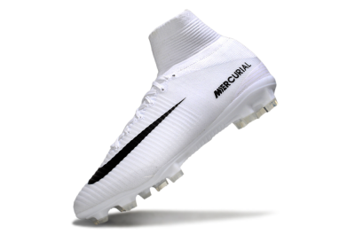 Men's Nike Mercurial Superfly 5 Elite FG Firm Ground High-Tops Football Boots - White/Black
