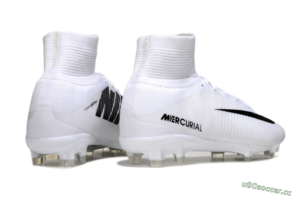 Men's Nike Mercurial Superfly 5 Elite FG Firm Ground High-Tops Football Boots - White/Black 6