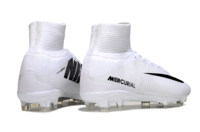 Men's Nike Mercurial Superfly 5 Elite FG Firm Ground High-Tops Football Boots - White/Black