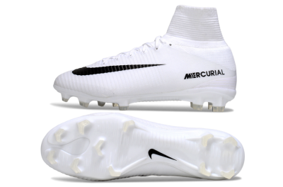 Men's Nike Mercurial Superfly 5 Elite FG Firm Ground High-Tops Football Boots - White/Black