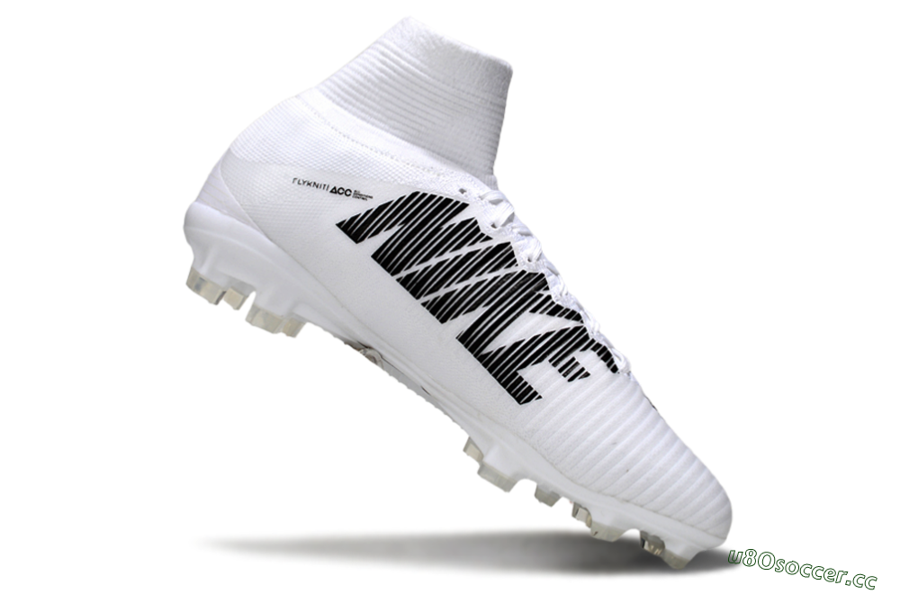 Men's Nike Mercurial Superfly 5 Elite FG Firm Ground High-Tops Football Boots - White/Black 4