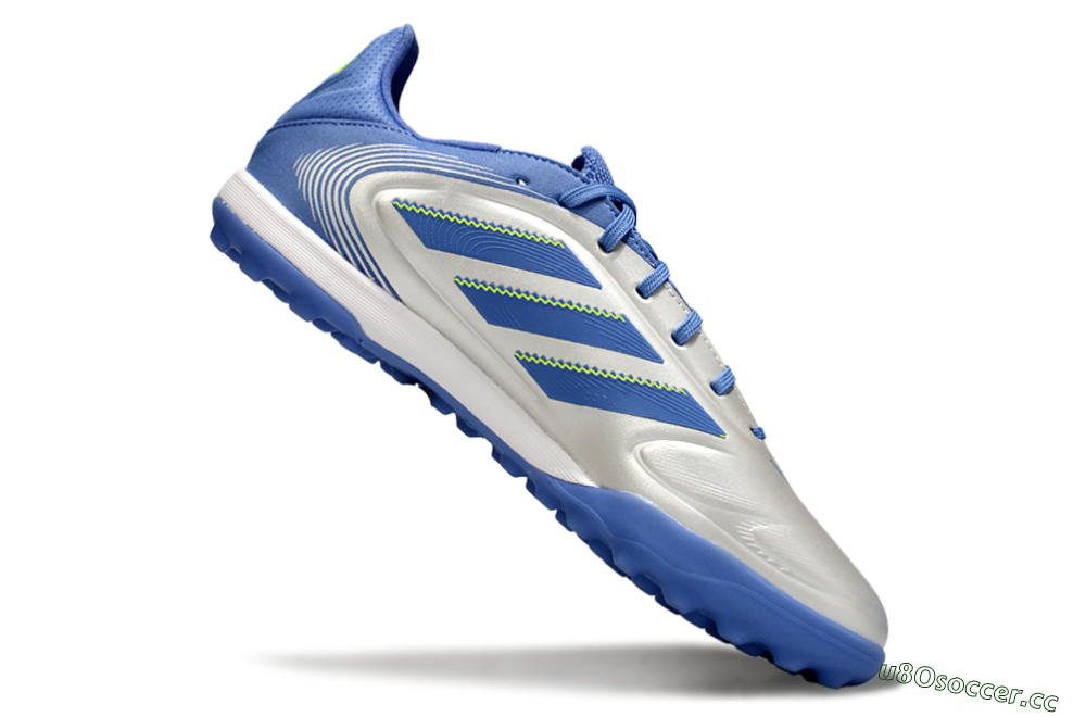 Men's Adidas Copa Pure 3 TF Artificial Turf Low-Tops Football Shoes - Silver/Blue/Yellow 4