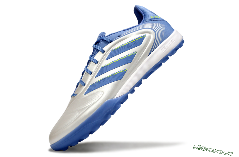 Men's Adidas Copa Pure 3 TF Artificial Turf Low-Tops Football Shoes - Silver/Blue/Yellow 5