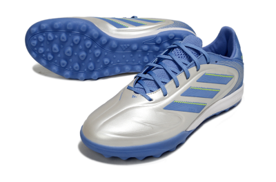Men's Adidas Copa Pure 3 TF Artificial Turf Low-Tops Football Shoes - Silver/Blue/Yellow