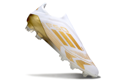 Men's Adidas F50 Elite Laceless FG Firm Ground Low-Tops Football Boots - White/Gold