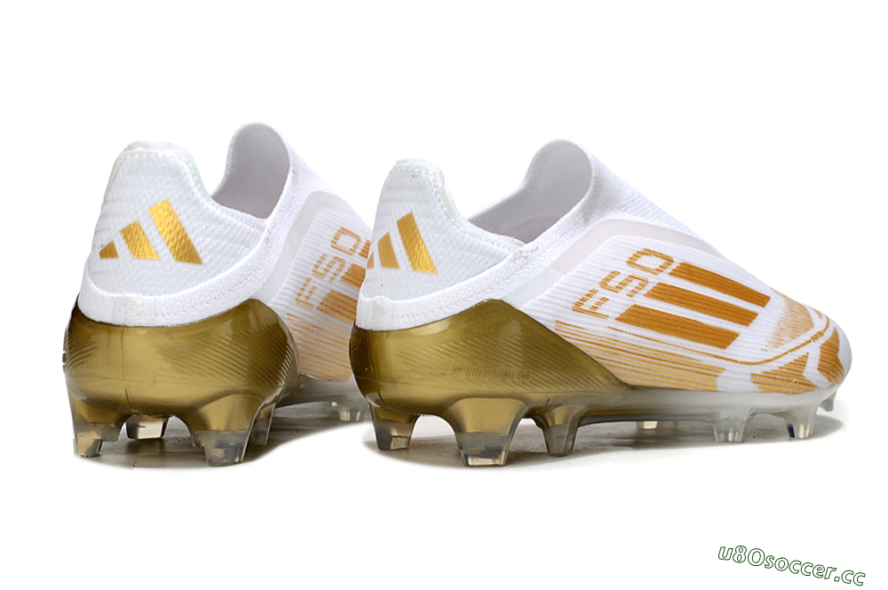 Men's Adidas F50 Elite Laceless FG Firm Ground Low-Tops Football Boots - White/Gold 6