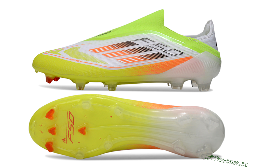 Men's Adidas F50 Elite Laceless FG Firm Ground Low-Tops Football Boots - White/Yellow/Orange 1