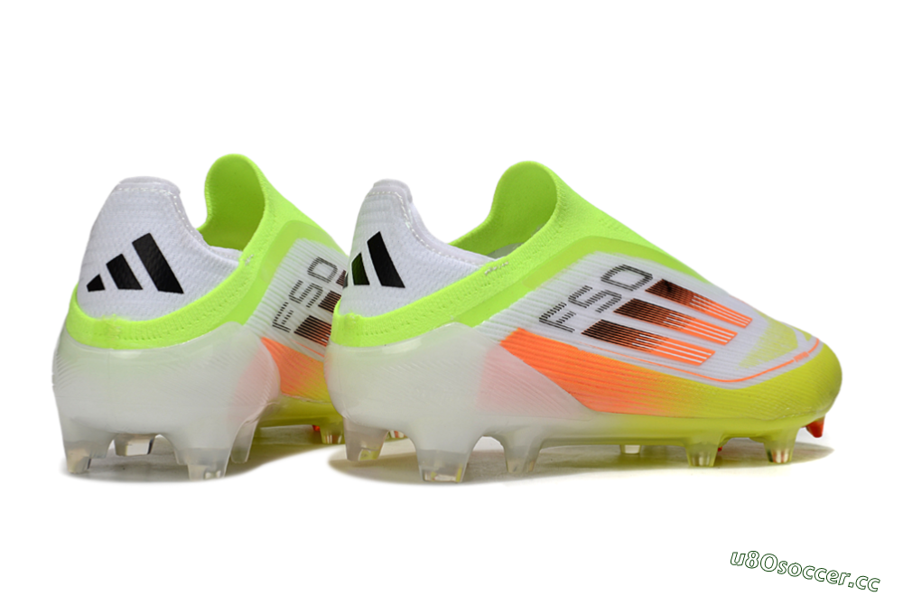 Men's Adidas F50 Elite Laceless FG Firm Ground Low-Tops Football Boots - White/Yellow/Orange 6