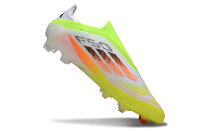 Men's Adidas F50 Elite Laceless FG Firm Ground Low-Tops Football Boots - White/Yellow/Orange