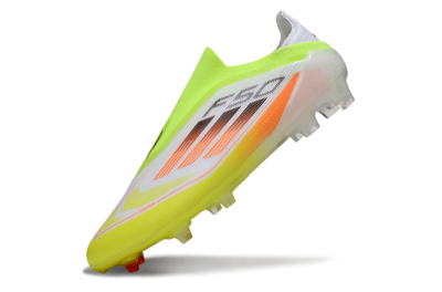 Men's Adidas F50 Elite Laceless FG Firm Ground Low-Tops Football Boots - White/Yellow/Orange