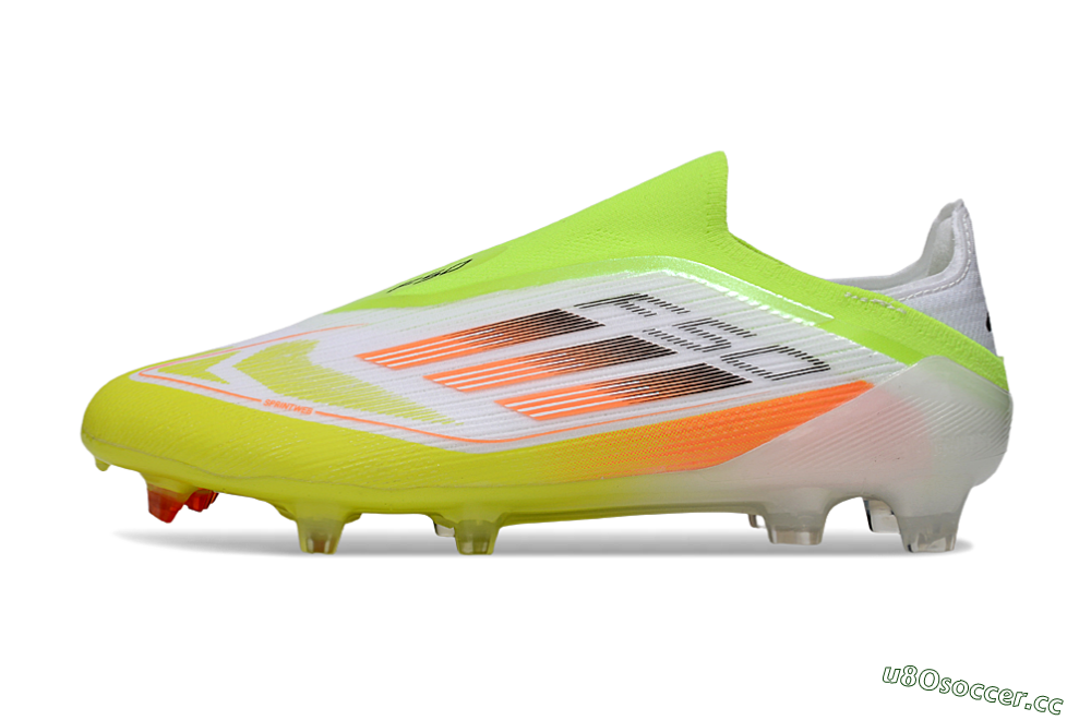 Men's Adidas F50 Elite Laceless FG Firm Ground Low-Tops Football Boots - White/Yellow/Orange 0