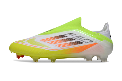Men's Adidas F50 Elite Laceless FG Firm Ground Low-Tops Football Boots - White/Yellow/Orange