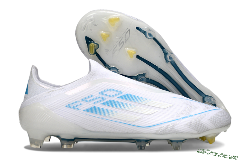Men's Adidas F50 Elite Laceless FG Firm Ground Low-Tops Football Boots - White/Blue 2