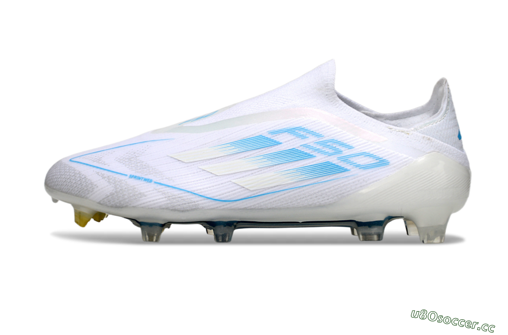 Men's Adidas F50 Elite Laceless FG Firm Ground Low-Tops Football Boots - White/Blue 0