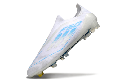 Men's Adidas F50 Elite Laceless FG Firm Ground Low-Tops Football Boots - White/Blue