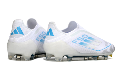 Men's Adidas F50 Elite Laceless FG Firm Ground Low-Tops Football Boots - White/Blue