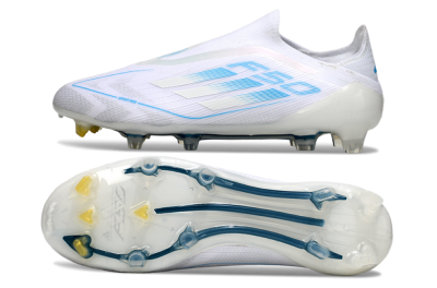 Men's Adidas F50 Elite Laceless FG Firm Ground Low-Tops Football Boots - White/Blue