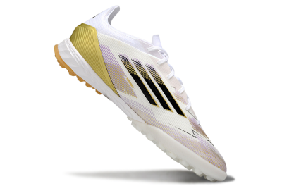 Men's Adidas F50 Pro TF Artificial Turf Low-Tops Football Shoes - White/Black/Gold