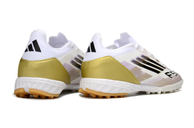 Men's Adidas F50 Pro TF Artificial Turf Low-Tops Football Shoes - White/Black/Gold