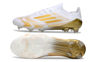 Men's Adidas F50 Elite FG Firm Ground Low-Tops Football Boots - White/Gold