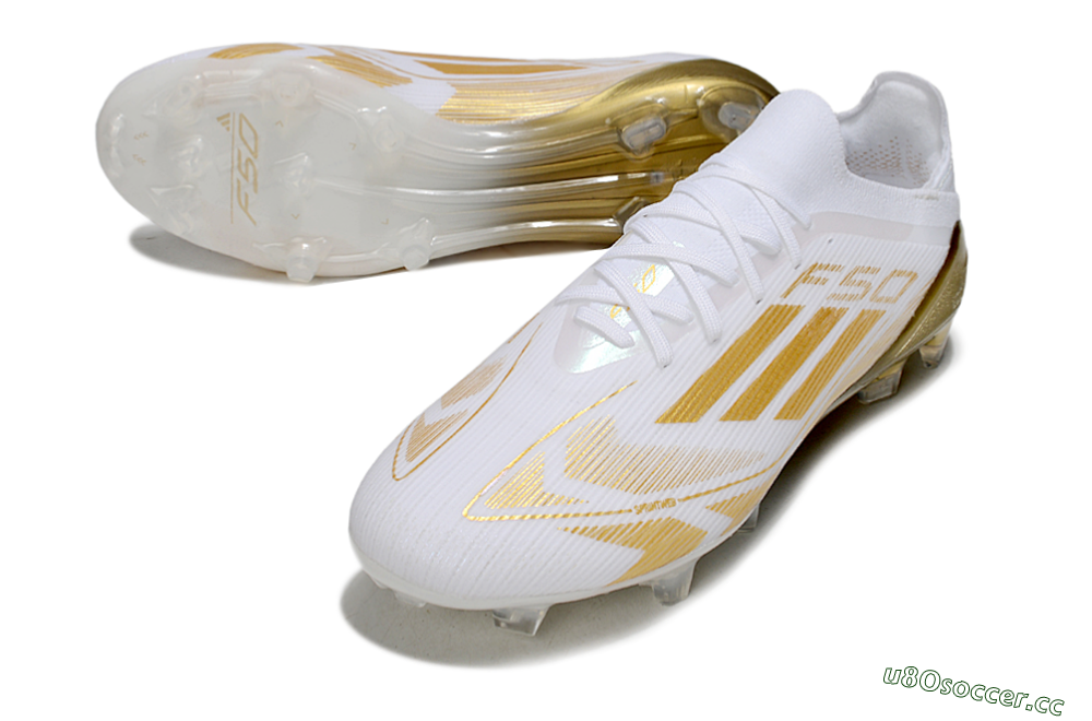 Men's Adidas F50 Elite FG Firm Ground Low-Tops Football Boots - White/Gold 3