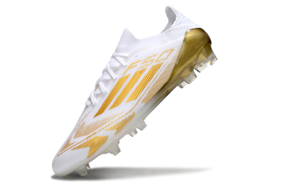 Men's Adidas F50 Elite FG Firm Ground Low-Tops Football Boots - White/Gold