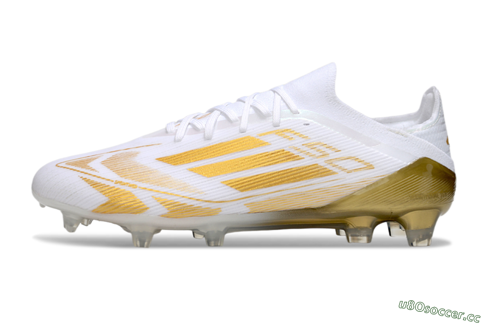 Men's Adidas F50 Elite FG Firm Ground Low-Tops Football Boots - White/Gold 0