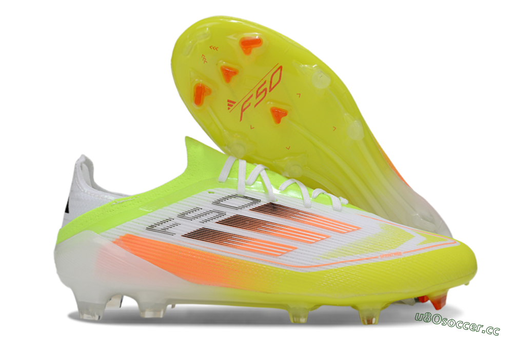 Men's Adidas F50 Elite FG Firm Ground Low-Tops Football Boots - White/Yellow/Orange 2