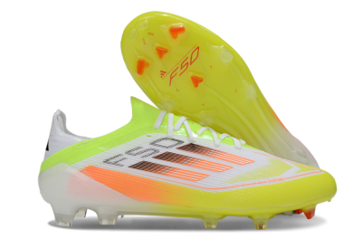 Men's Adidas F50 Elite FG Firm Ground Low-Tops Football Boots - White/Yellow/Orange