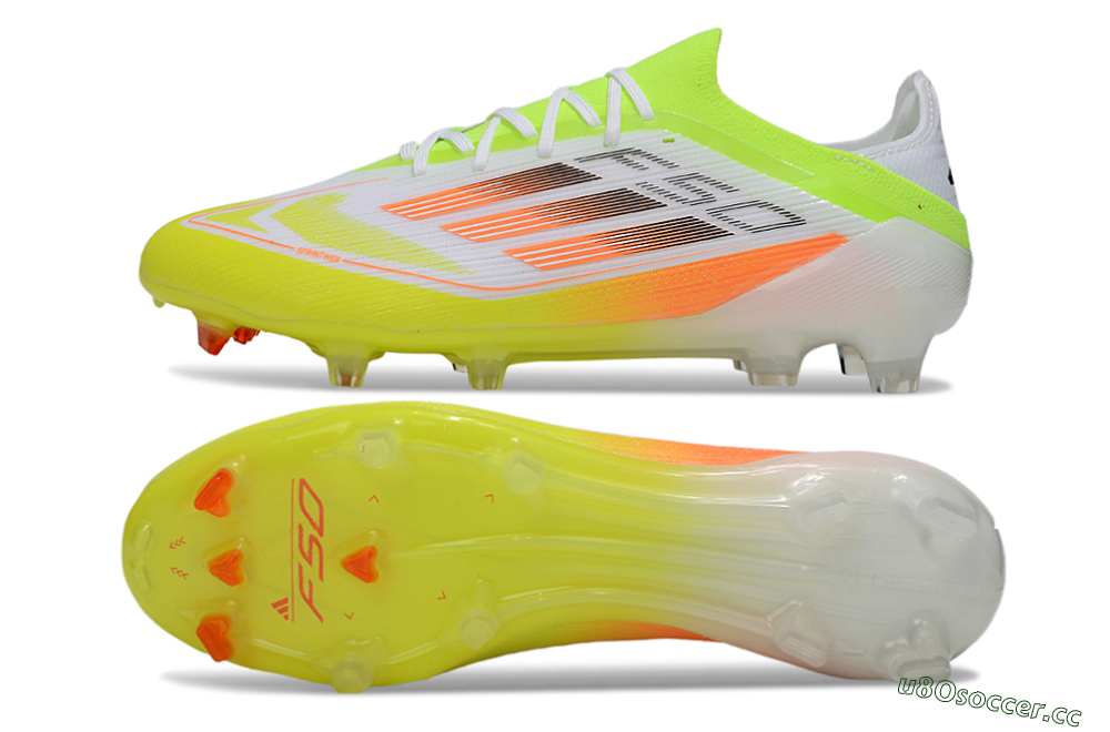Men's Adidas F50 Elite FG Firm Ground Low-Tops Football Boots - White/Yellow/Orange 1