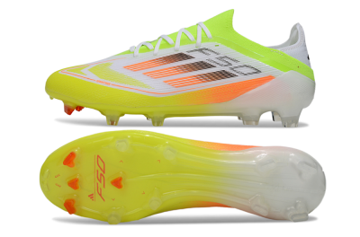 Men's Adidas F50 Elite FG Firm Ground Low-Tops Football Boots - White/Yellow/Orange