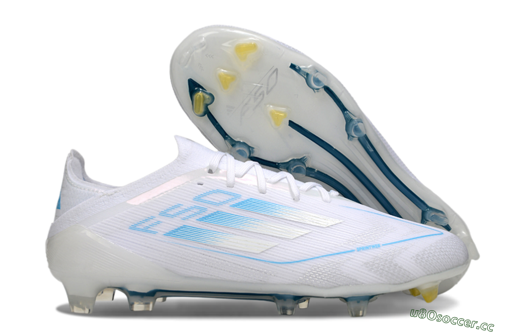 Men's Adidas F50 Elite FG Firm Ground Low-Tops Football Boots - White/Blue 2