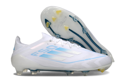 Men's Adidas F50 Elite FG Firm Ground Low-Tops Football Boots - White/Blue