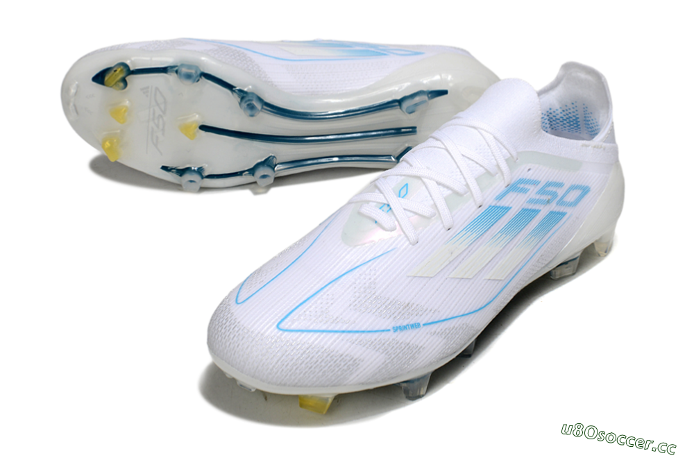 Men's Adidas F50 Elite FG Firm Ground Low-Tops Football Boots - White/Blue 3