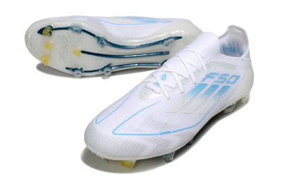 Men's Adidas F50 Elite FG Firm Ground Low-Tops Football Boots - White/Blue