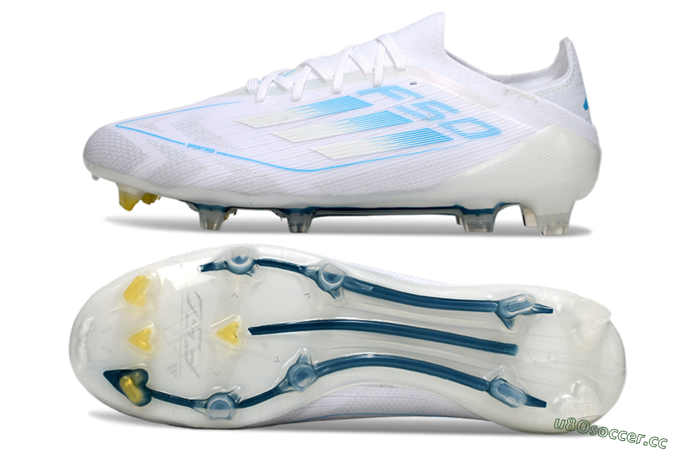 Men's Adidas F50 Elite FG Firm Ground Low-Tops Football Boots - White/Blue 1